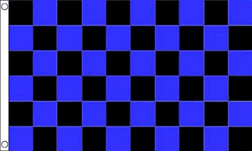 Blue and Black Check Flag - 5 x 3 FT - 100% Polyester With Eyelets Banner - FlagSuperstore