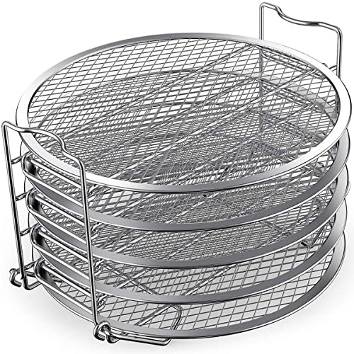5 Layers Air Fryer Rack Compatible with Ninja Foodi 6.5Qt & 8Qt Stainless Steel Dehydrator Racks Stackable Air Fryer Accessories Dehydrator Rack Grill for Air Fryer Oven