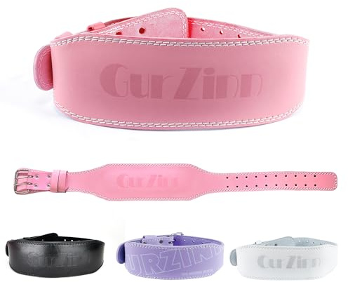 Läder fitness tyngdlyftningsbälte för kvinnor med 10 cm vadderat ländryggsstöd för kraftlyftning träning och knäböjsträning (rosa/S)