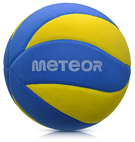 meteor - Handball, Volleyball for Kids, Boys, Girls, Teenagers and Women, Ideal for Small Hands, for Training, Soft Ball with Non-Slip Surface - Outdoor Sport - Size #5 - Colour: Yellow/Blue/White