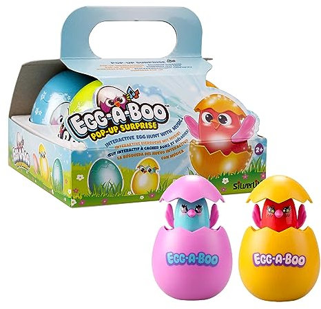 Eggaboo 4 Pack, Hides Adorable Chicks for Pop Up and Musical Suprises, Play Peekaboo, Press The Head for Different Melodies, 4 Songs Included and 12 Colours To Collect, Batteries Included, Children 2+