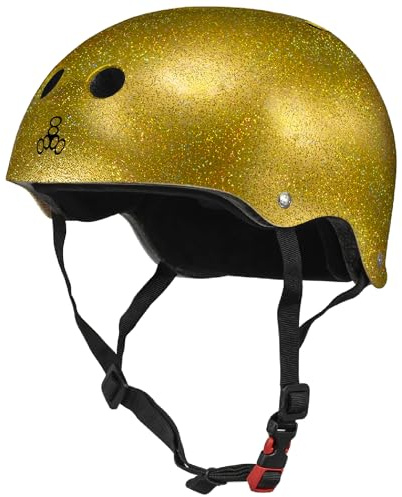 Triple Eight The Certified Sweatsaver Helmet for Skateboarding, BMX, Roller Derby and Roller Skating, Gold Glitter, XS/S