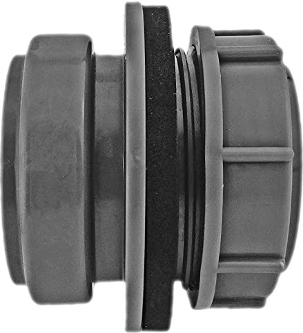 MegaHaustechnik Anschraub Durchführung aus Kunststoff grau für Lochdurchmesser 60mm Aussengewinde 2 Rohr Zoll mit Dichtung + Muffe für Rohr Aussendurchmesser 50mm DN50 mit Lippendichtung