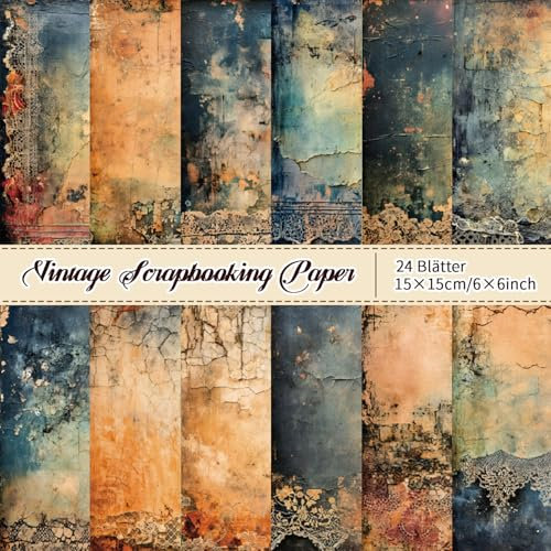 24Pcs 15cm×15cm Scrapbook Papier Decoupage zum Basteln design Pattern Papier Pack für DIY Kartenherstellung Scrapbooking Fotoalbum Junk Journal Vintage Spitze Decorative Craft Paper