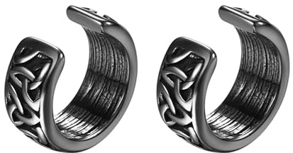 JewelryWe viking örhängen herr yxa rostfritt stål kreolsk örhängen Mjölnir örhängen med vintage keltiska knutar varg amulett viking yxa hängande örhängen för man vän silver, 10,2 x 5,9 mm, Rostfritt