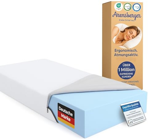 Arensberger Matratze LINA 160x200cm Höhe 11cm | NANOCELL® Gel-Schaum | Mittelfest H3 | Premium-Bezug 240g/m² | 60°C waschbar | Kaltschaum-Matratze 160x200 | Note 1,1 | Öko-Tex Zertifiziert