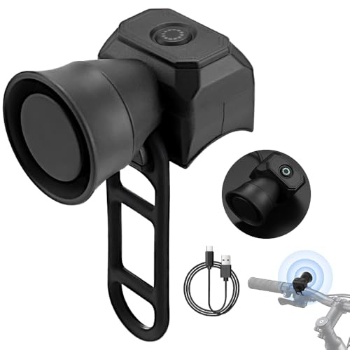 BIZOI Sonnette de Vélo Électrique, 120db Sonnette Vélo Puissante, Sonnette de Vélo Rechargeable Ou À Piles avec Son Fort, Mini Klaxon de Vélo Électronique Rechargeable pour Route, Scooter, VTT, Vélo