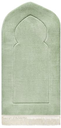 My Salah Mat Muslim Prayer Rug - Thick Large Adult Padded Sajadah for Men Women by Urban Rugs UK - Soft Islamic Mat Great for Knees Forehead Eid RamadanTravel (Luxury Sage Arch)