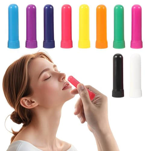 ZORVYN Lot de 10 Inhalateurs pour Huiles Essentielles avec Mèches - Tubes d'Aromathérapie et Parfum
