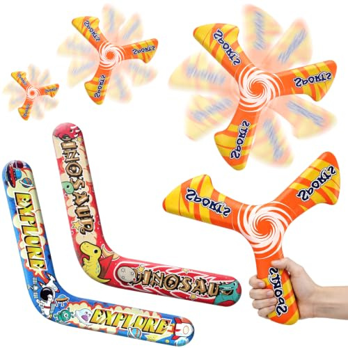 deAO 3 stycken bumerang, kastleksak boomerang set för nybörjare och barn | Färgad återgång ballong för utomhusspel, klassisk V-formad återkommande kastleksak smal och lätt