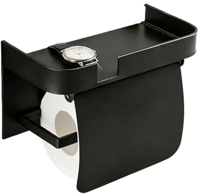 Portarrollos de papel higiénico sin taladrar, autoadhesivo, soporte de acero inoxidable, soporte para papel higiénico, soporte de pared de aleación de aluminio con tapa, suministrado para cocina, baño