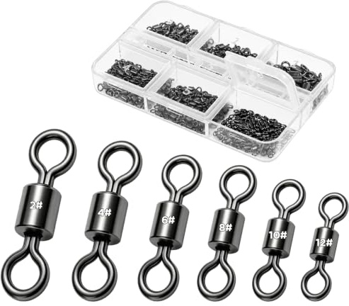 Seconero 200 Pcs Barrel Fishing Swivels, Rolling Fishing Connector Swivel