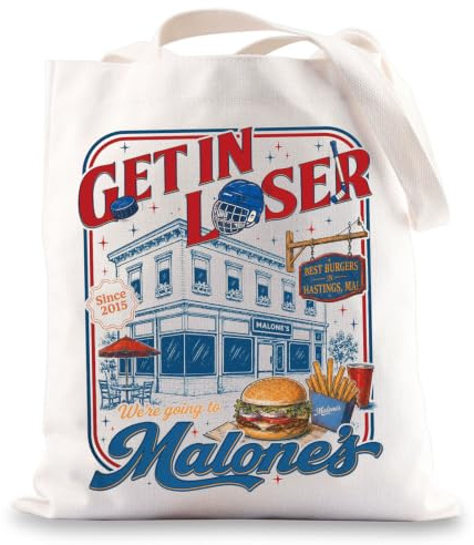 MYSOMY Malones Bar hockeyväska hockey romantik gåva Malones Diner gåvor hamburgare bar kanvas tygväska