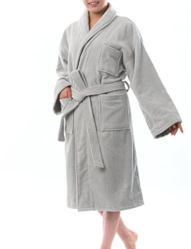 Alpine Swiss Blair Womens Cotton Terry Cloth Bathrobe Shawl Collar Velour Spa Robe GRY LXL