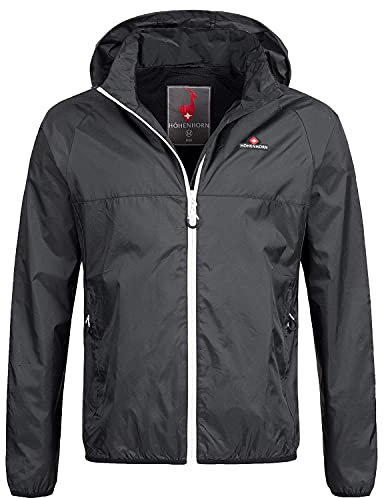Höhenhorn 5D14 Rigi Herren Regen Jacke Weißer Zipper Schwarz Gr L