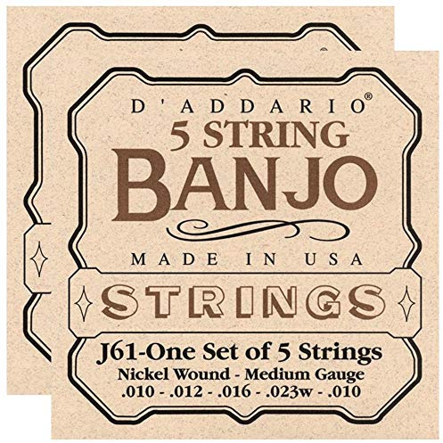 D'Addario J61 Banjo Nickel Wound 10-23 Medium 2 Pack Bundle