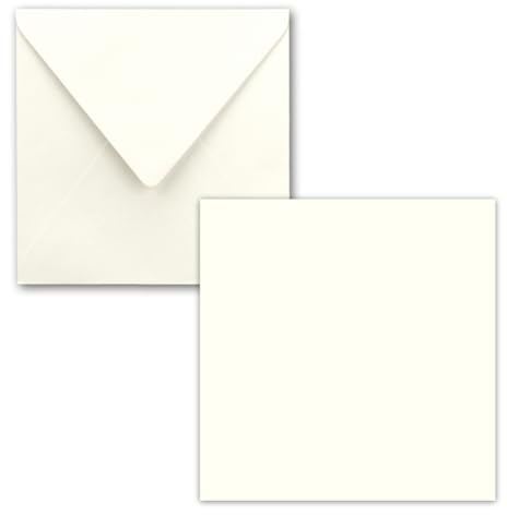 FarbenFroh by GUSTAV NEUSER - Juego de tarjetas individuales cuadradas de 15 x 15 cm, con sobres, papel de estraza, 75 unidades, para tarjetas de felicitación y más, color blanco crudo
