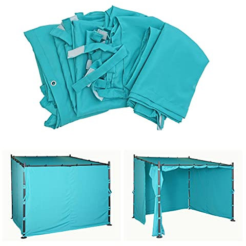Jeu de 4 parois latérales pour pergola HWC-A22, 3x3m Polyester - Turquoise