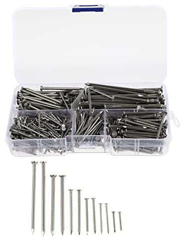 TEHAUX Rundkopfnägel Fingernagel-Kit Nägel Bilder Aufhängen 460Pcs Edelstahl Betonn?gel Bild H?ngende N?gel Wandnagelbrett zum Aufh?ngen von Bildern DIY Arts Basteln Bausätze