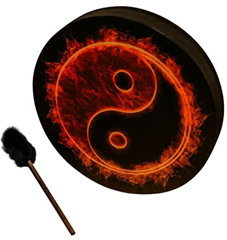 GIMOCOOL Shamanic Hand Drum With Beater - Handmade Vegan Shaman Drum for Adults, Deep Bass Therapy Percussion Frame, Sound Therapy Instrument, Symbol of Siberian Spiritual Music
