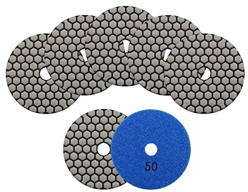 KURSTOL Dischi Lucidatura Diamantat - 7 Pezzi 100mm Tamponi Lucidatura Grana 50 per Marmo Granito Pietra Artificiale Quarzo
