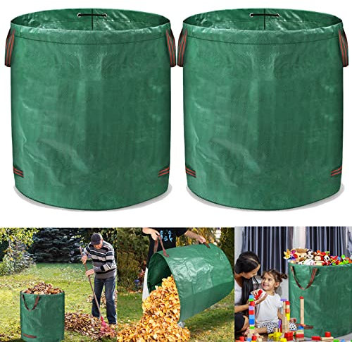 Yznahre 2x Gartensack Gartenabfallsack mit Griffen Laubsack Gartensäcke 272L, Selbststehender Faltbar Laubsäcke Rasensack für Gartenabfall Laub Gartenabfall Gartenabfälle