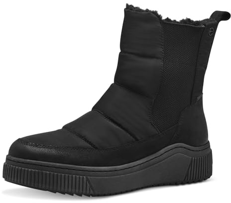 Tamaris Comfort bottes hiver femme sans talon doublées déperlantes, Black, 40 EU