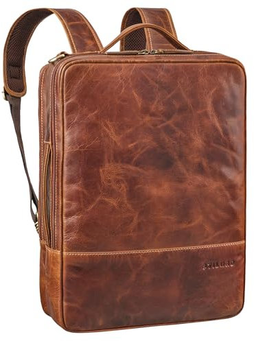 STILORD 'Dash' Praktischer 2 in 1 Rucksack Leder XL Laptoptasche 15-16 Unisex Multifunktionstasche Umwandelbar Echtleder Aktentasche Business Anti Diebstahl Umhängetasche, Farbe:cannes - braun