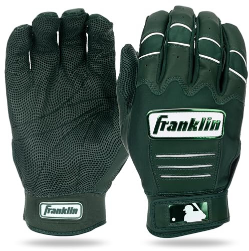 Franklin Sports MLB Baseball Batting Gloves - CFX Pro Adult + Youth - Baseball + Softball Forest Green, Adult Large