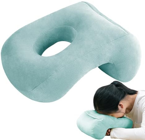 Janurium Almohada Boca Abajo – Reposacabezas de Cama de Masaje Boca Abajo, cómoda Almohada de Escritorio | Mesa de Masaje Ajustable, cojín de Descanso para la Siesta Curvada, Centro de Almohada