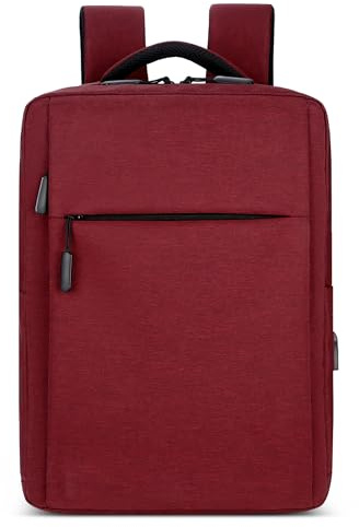 DORRISO Enkel Ryggsäck Herr Bärbar 15,6 Tum Casual Ryggsäckar Med USB-Laddningsport Lättviktig Praktisk Stöldskyddad Ryggsäck College Resa Arbete Camping Vattentät Polyester, Röd, L
