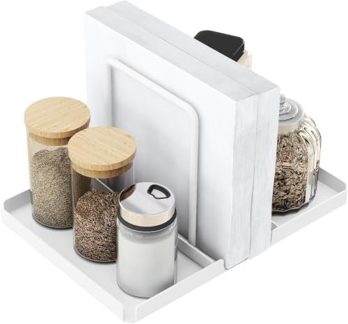 STWWO Servetthållare, vit, metallservetthållare med Caddy för salt och pepparströare, servettdispenser för bord kökstillbehör, servetthållare för dekoration, uppgradering 14 cm