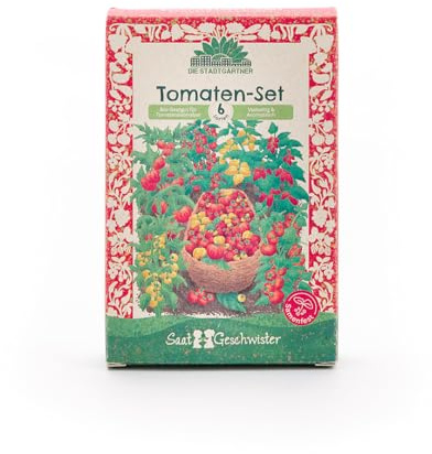 Fröset tomater med 6 frösäkra ekologiska sorter | högkvalitativa tomatfrön för trädgård, balkong och terrass | present till kockentusiaster och tomatälskare till födelsedag, som souvenir