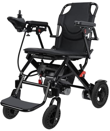 Fauteuil Roulant Électrique Léger et Pliable, Chaise de Mobilité Portable pour Seniors & Voyageurs avec Moteur 500W et Autonomie 20km, Roues Pivotantes 360° (Noir)