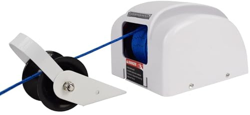 VNATWGOO Electric Marine Anchor Winch 12V Automatic, with 31m Rope, 318kg Load Capacity, for Pontoon Boat Yacht Angling Boat Deck Ship CordlessControl