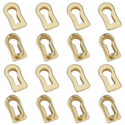 BENECREAT 16 pz Copri Serratura Antico Mentale, Piastra di Inserimento Della Bocchetta per Serratura per Mobile, Porta, Cassettone, Cassetti, Ferramenta per Mobili Da Scrivania, Oro