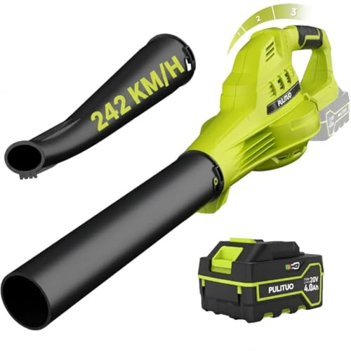 Soffiatore per Foglie a Batteria con Batteria da 4000 mAh e Caricatore, 242 km/h, Soffiatore Senza Fili Leggero, 3 Velocità Regolabili, Soffiatore Elettrico Compatto per Foglie, Polvere, Giardino