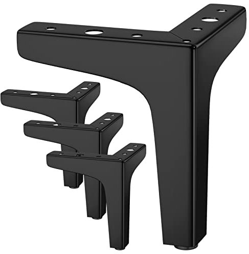 JOLIGAEA 4 Stück Möbelfüße Schwarz Metall, Belastbar Bis 800 KG, 10cm Tv Lowboard Möbelfüsse, Schrankfüße für Schrank, TV-Schränke, Schubladen, Nachttisch, Mit Schrauben