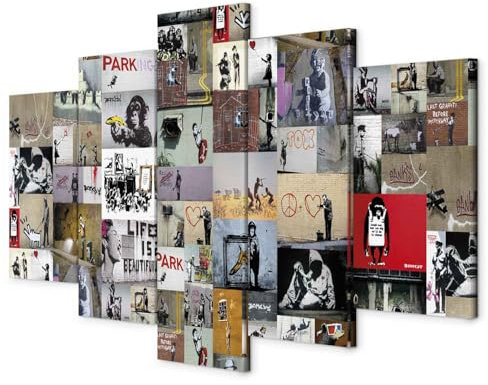 B&D XXL - Akustikbild 225x112 cm Bilder mit Akustikschaumstoff Hochleistungsschallabsorber Schallschutz Leinwandbild XXL 5 tlg Wandbild i-C-0092-b-n