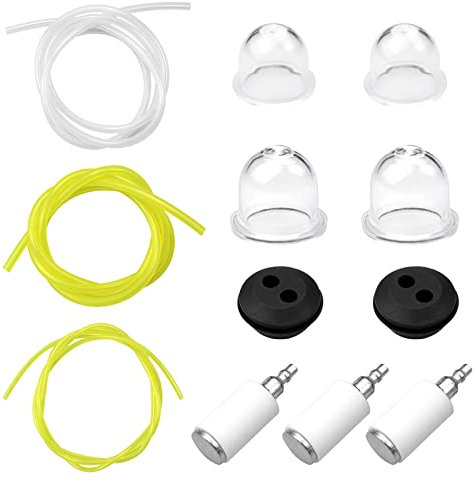 Hocadrv 1 Set Universal Fuel Line Hose,Fuel Primer Bulb Mower Accessories,Fuel Hose Pipe,Petrol Fuel Filter for Mower Strimmer Chainsaw Trimmer Blower Garden Machine Fitting