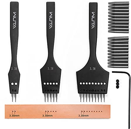 WUTA Abnehmbarer Kreis-Leder-Locher, Schnürung, professionelles Arbeitshandwerkzeug-Set, runder Lochstanzer, Bastelarbeiten, Meißel, Schneide-Set, 2. Generation, 3,38 mm (2+5+9)