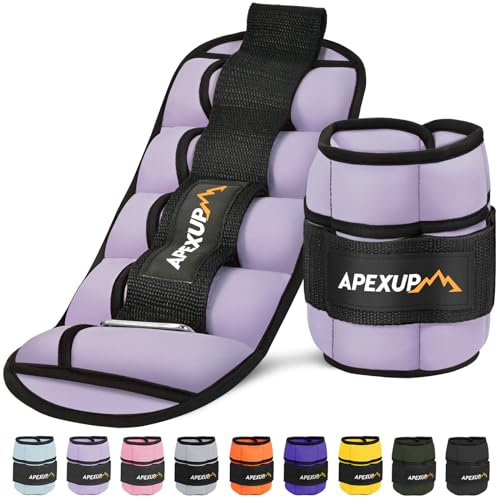 APEXUP 10lbs/Pair Adjustable Ankle Weights for Women and Men, Modularized Leg Weight Straps for Yoga, Walking, Running, Aerobics, Gym, Physical Therapy (Pastel Purple)