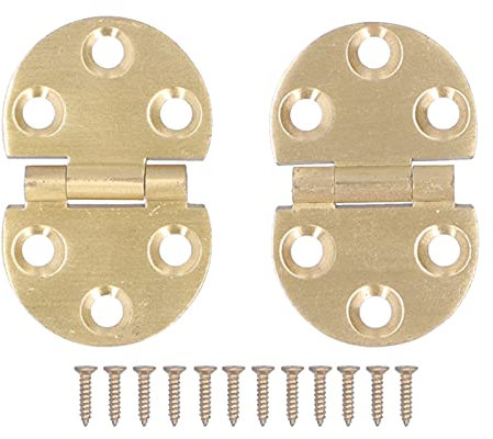 HERCHR Cerniera per Mobili, 2 Pezzi Round Edge Cerniera della Porta dell'Armadio in Ottone Massiccio con Viti, 180 Gradi Cerniere in Rame Pieghevole, Mini Cerniera per scrivania Tavolo 47x30mm