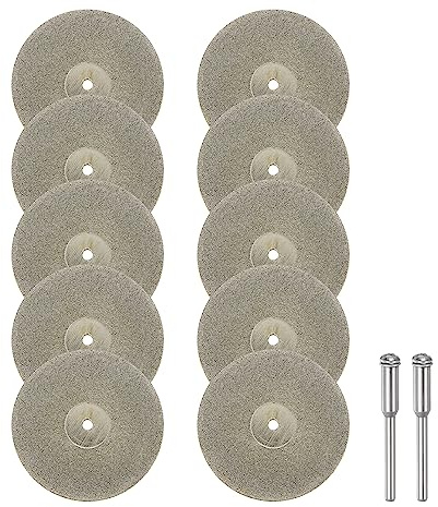 sourcing map 10pcs Diamond Cutting Wheel 50mm Full Sand Diamond Wheels Cut Off Discs Diamond Coated Cutting Wheel Replacement with 2pcs 3mm Mandrel for Rotary Tools