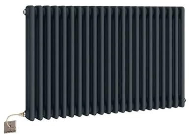 Manissa Electric Anthracite Traditional Column Radiator with PTC Element Old Cast Iron Type School Radiator + 7 Day Timer/Thermostat (3 Column 600mm H x 830mm W)