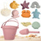 CLIUNT Sandspielzeug Set aus Silikon, 10 Stück Silikon Strandspielzeug Set, Strandspielzeug für Kinder, mit Eimer, Schaufeln und 8 Sandformen(Meereskreaturen), für Jungen und Mädchen