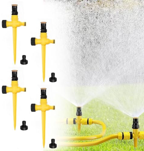 4 Pièces Arroseur de Jardin,Arroseur Automatique 360° Rotatif,Pelouse Réglable Pulvérisateur d'eau,Arroseur de Pelouse,pour Pelouses, Jardin, Cour, Plantes, Fleurs, Légumes