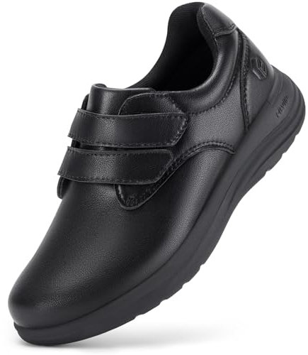 FitVille Chaussure Diabetique Femme Extra Large Chaussures Cuir Confort Chaussures Orthopédiques Scratch Chaussures de Marche Pieds Sensibles pour Pieds Gonflés Noir 41 EU X-Large