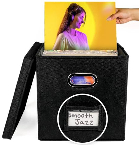 Schallplatten Aufbewahrungsbox,Vinyl Schallplattenboxen Mit Deckel Und Griffen,Stapelbarer Tragbarer Schallplattenhalter Zur Aufbewahrung Von Alben Für Über 50 Schallplatten,Büro Aufbewahrungszubehör