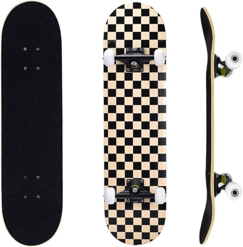 ERNAN Komplett skateboard för nybörjare, 81 x 20 cm dubbel sparkskateboard för barn, tonåringar och vuxna. med Skate T-verktyg. (Primär färg-B)